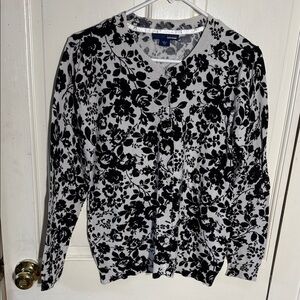 Basic Editions Black and White Floral Sweater